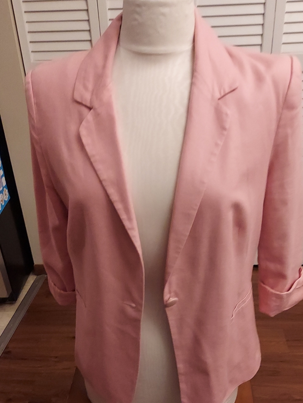 Pink Open-Front Floral Lined Blazer